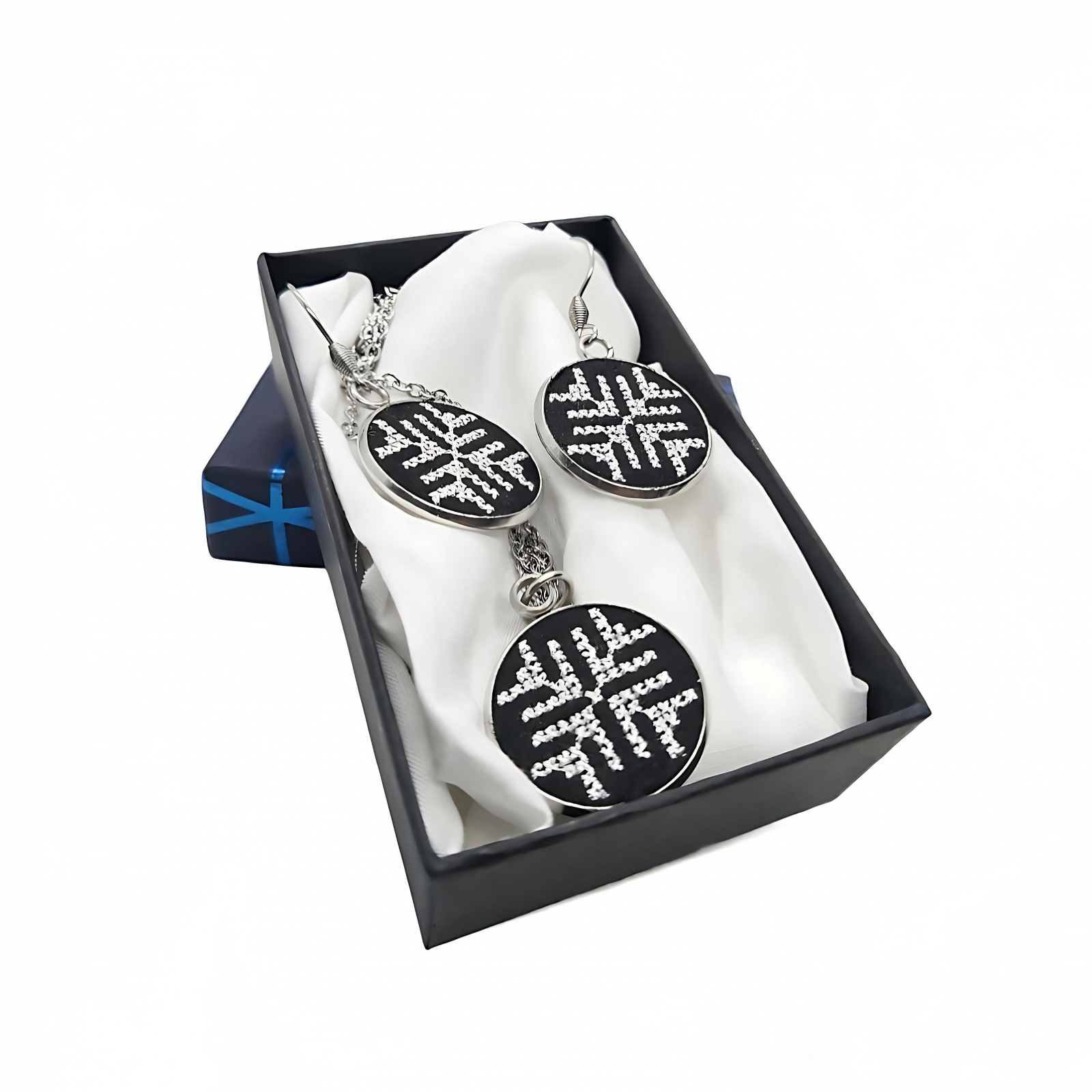 Set bijuterii inox broderie traditionala model geometric