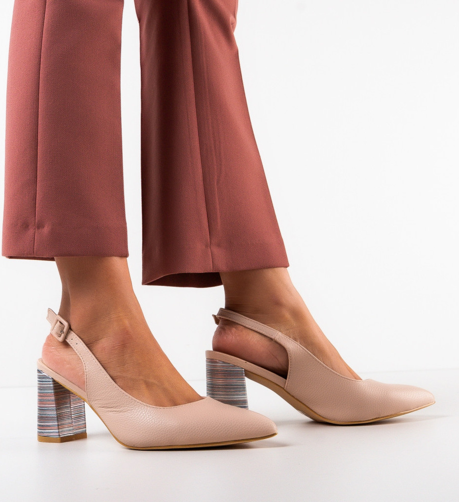 Pantofi Blane Bej Eleganți cu Toc Comfort - imagine 4