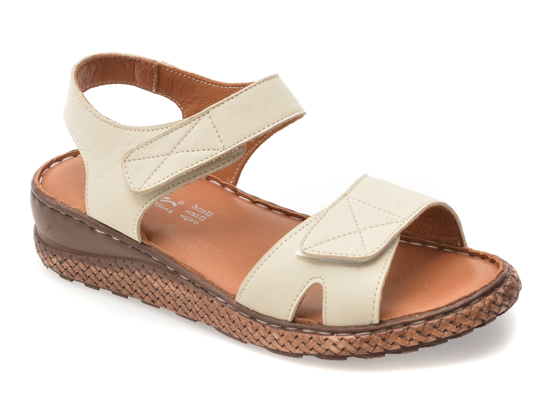 Sandale EVIDA albe EV2879 din piele naturală