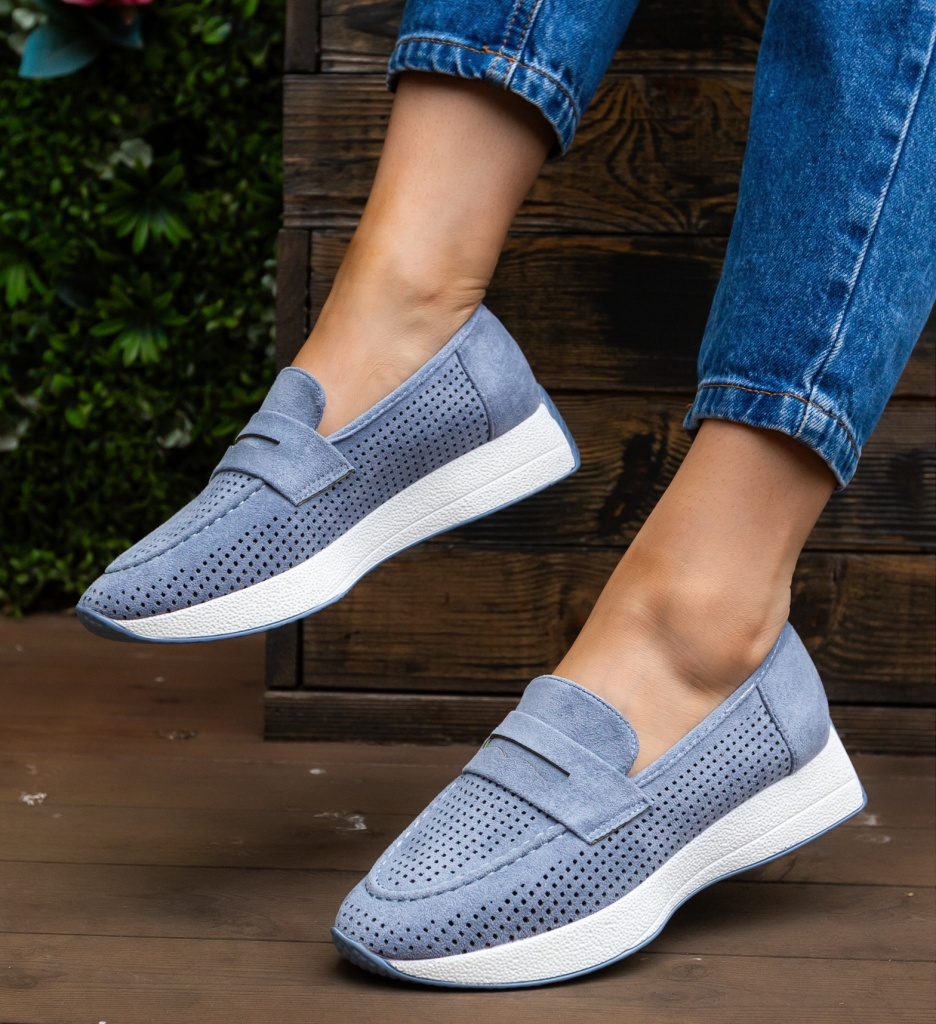 Pantofi Casual Dămă Albaștri Confortabili - imagine 2