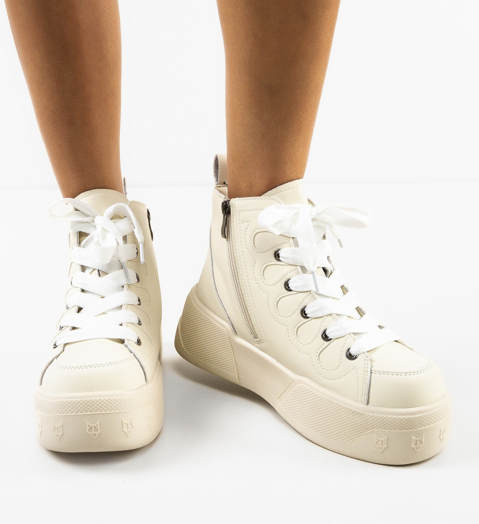 Sneakers Dama Piret Bej | Confort și Stil - imagine 4