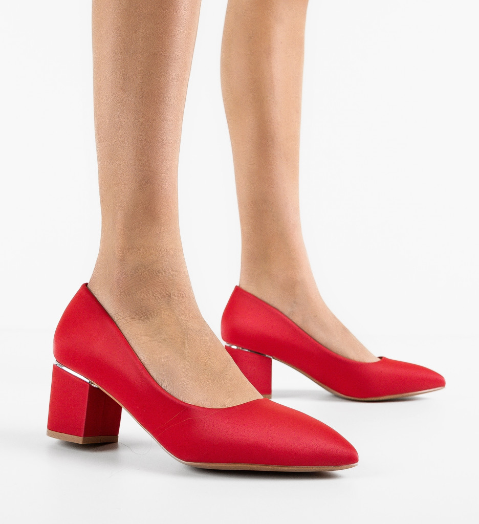 Pantofi dama Berry Rosii cu toc elegant