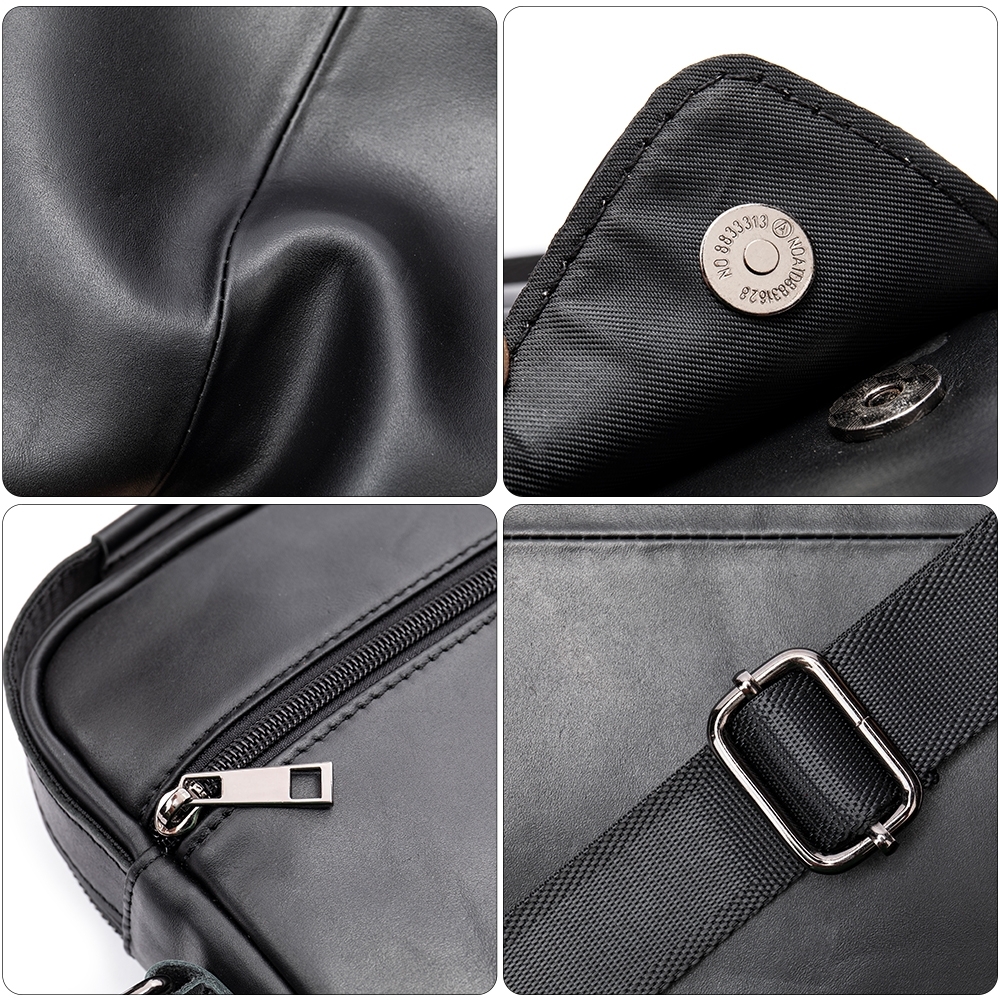 Geanta de umar barbati Khaiel GT3904, piele naturala, neagra - imagine 4