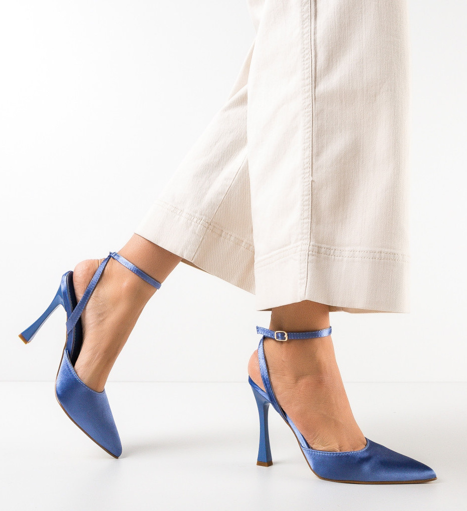 Pantofi Toc Lizor Albastri | Stil Modern - imagine 2