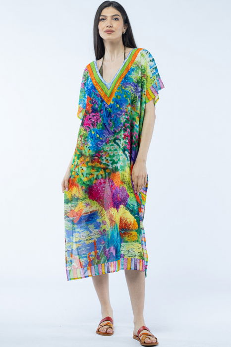 Rochie Poncho Plaja Shopika | Imprimeu Floral - imagine 1