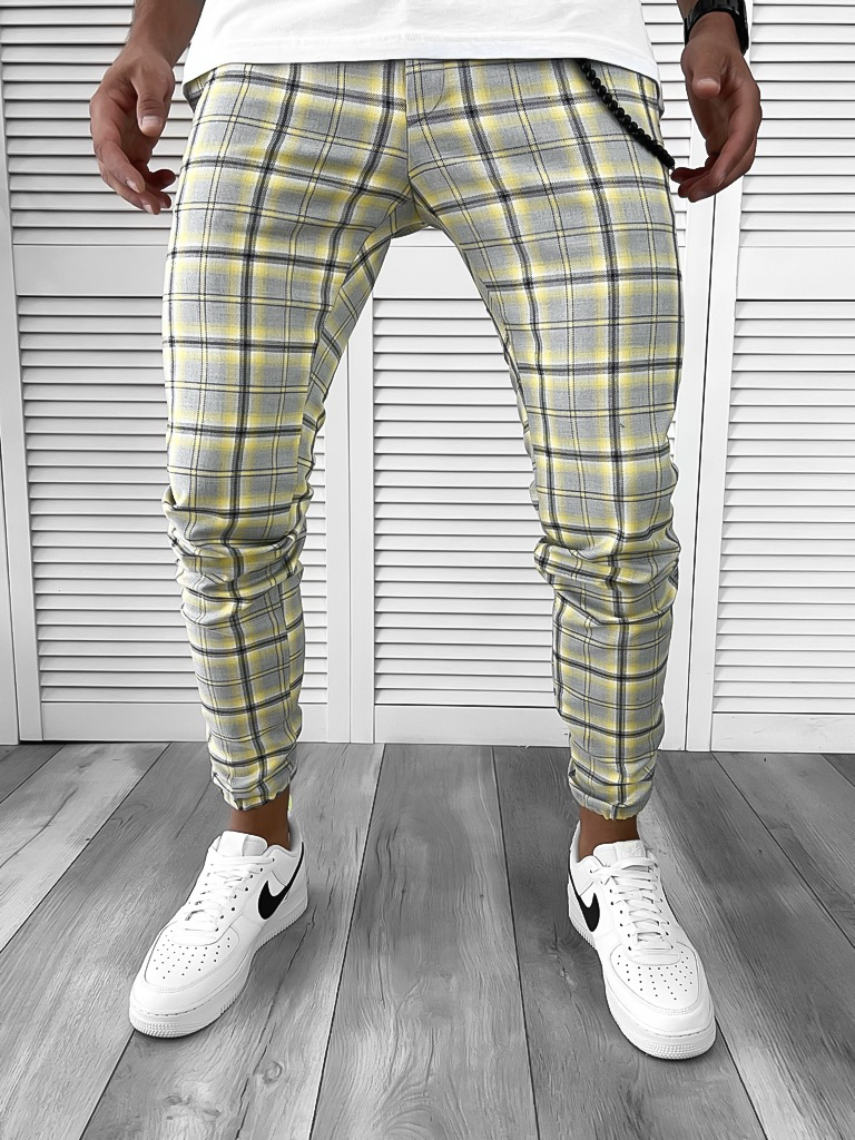 Pantaloni Bumbac Casual Carouri Barbati