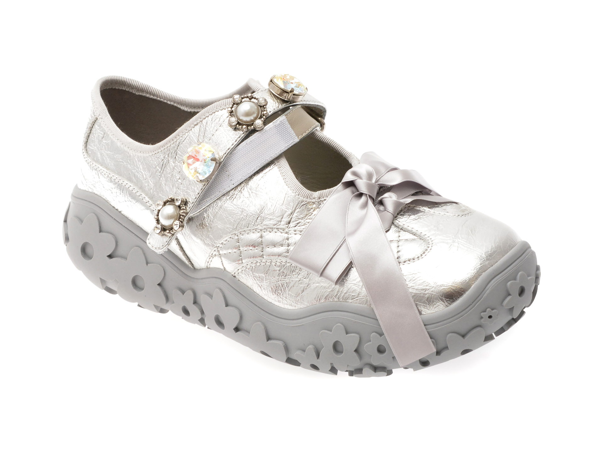 Pantofi Gryxx Argintii din Piele Naturală