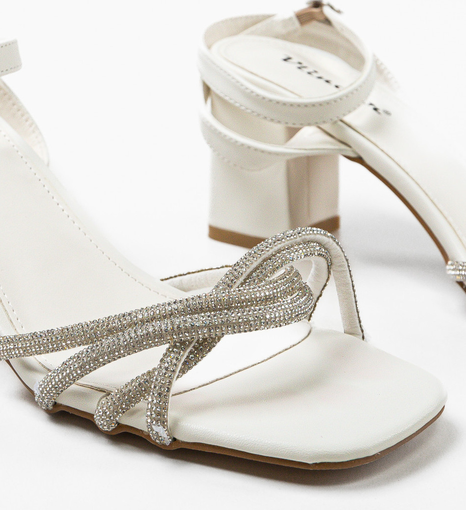 Sandale Nelson Albe cu Toc Elegante - imagine 4