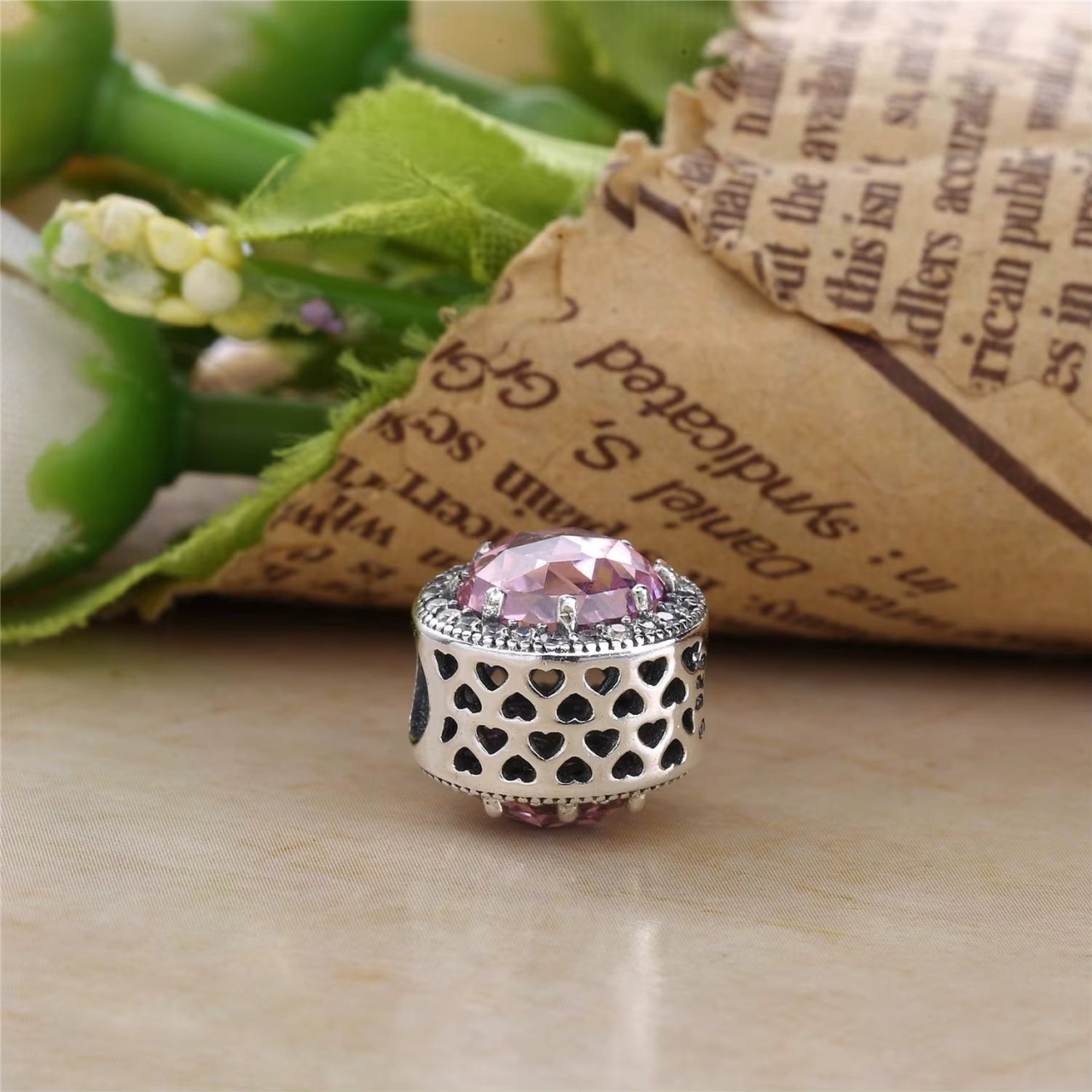 Charm Argint Amanda JW1185 cu Pietre Roz - imagine 3