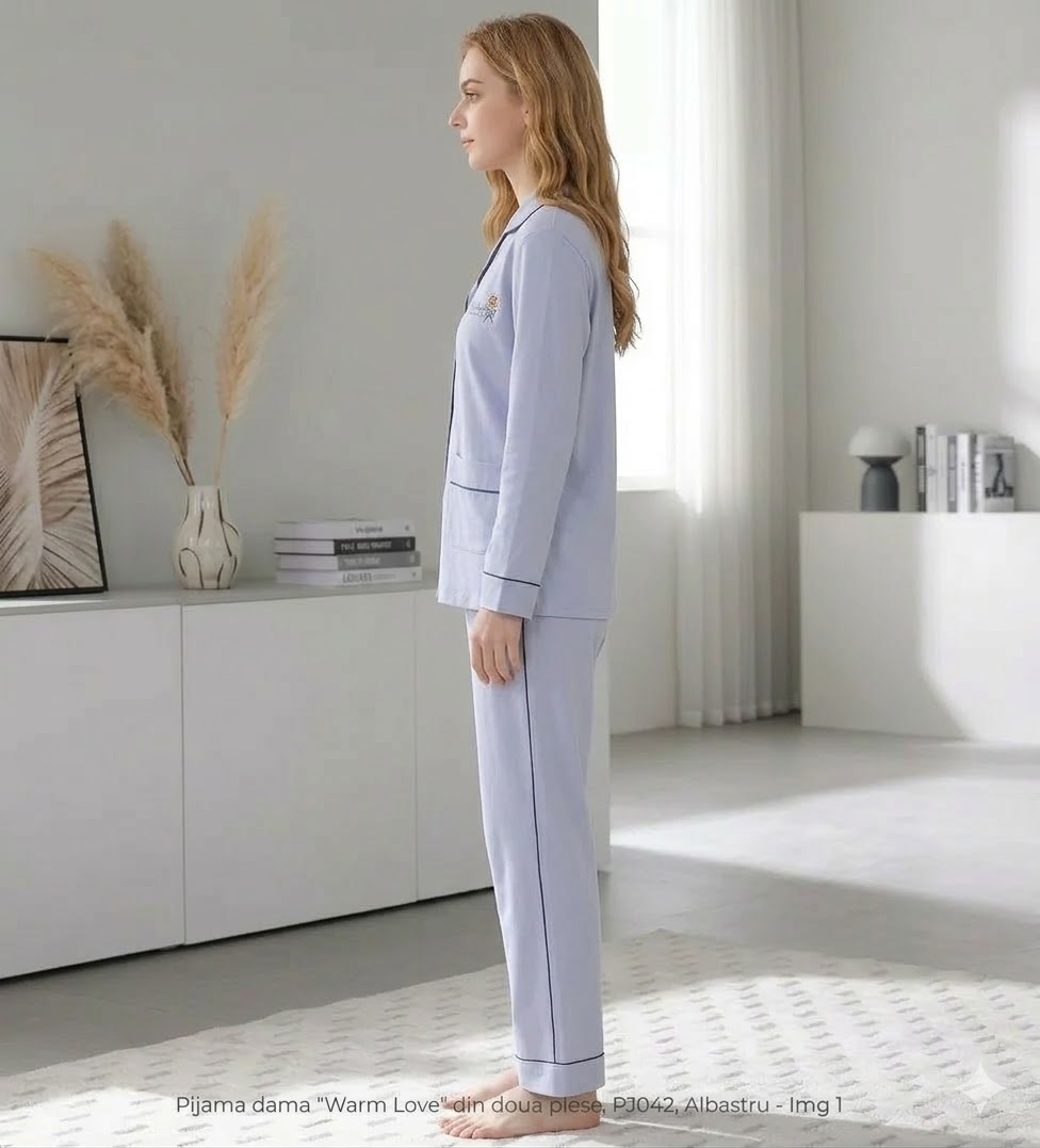 Pijama Dama Warm Love Bumbac 100% Delis - imagine 3