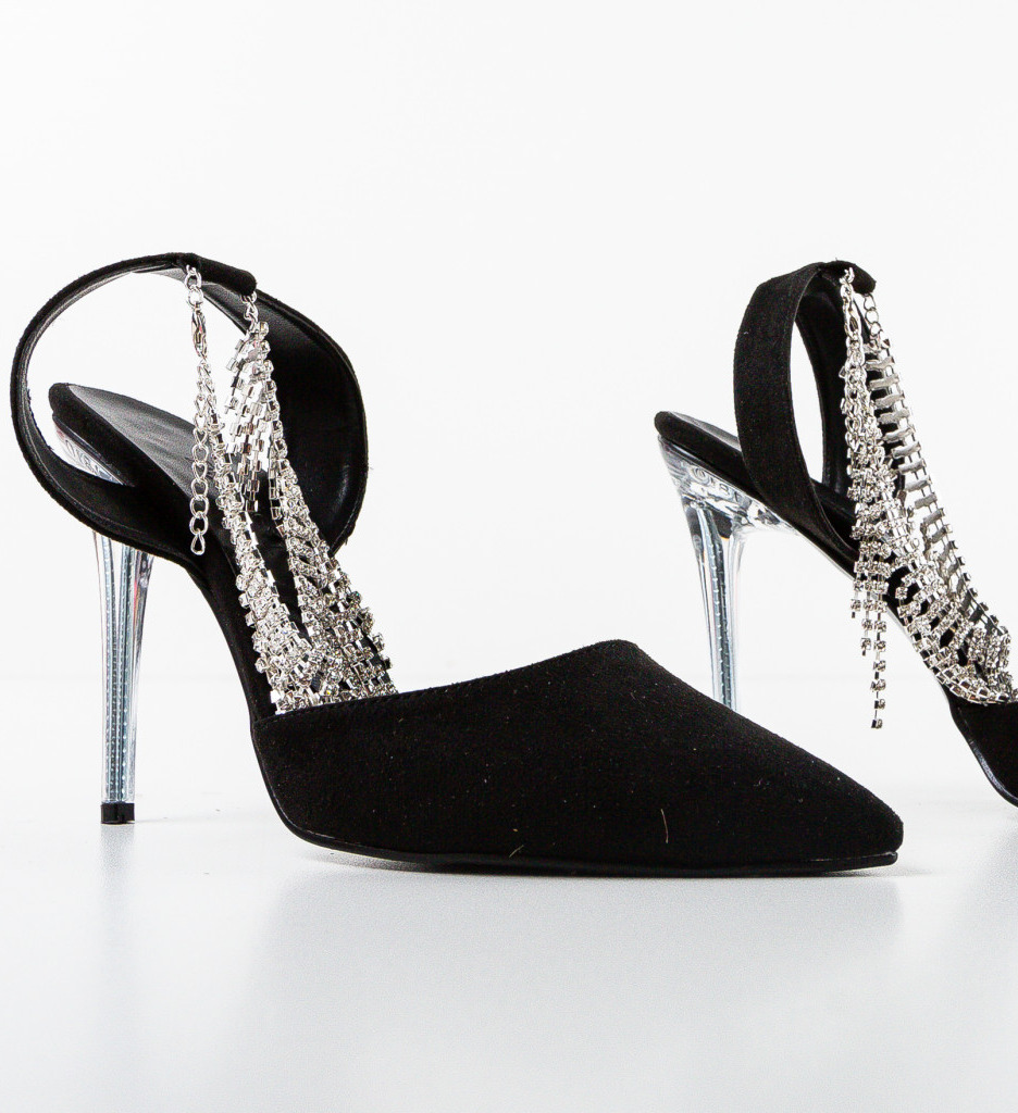 Pantofi dama Zyzyn Negri cu toc elegant - imagine 6
