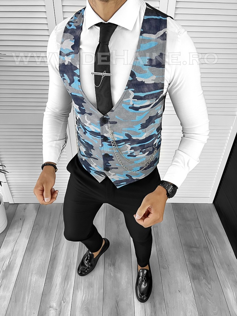 Vesta Camuflaj Slim Fit Barbati Eleganta B8255