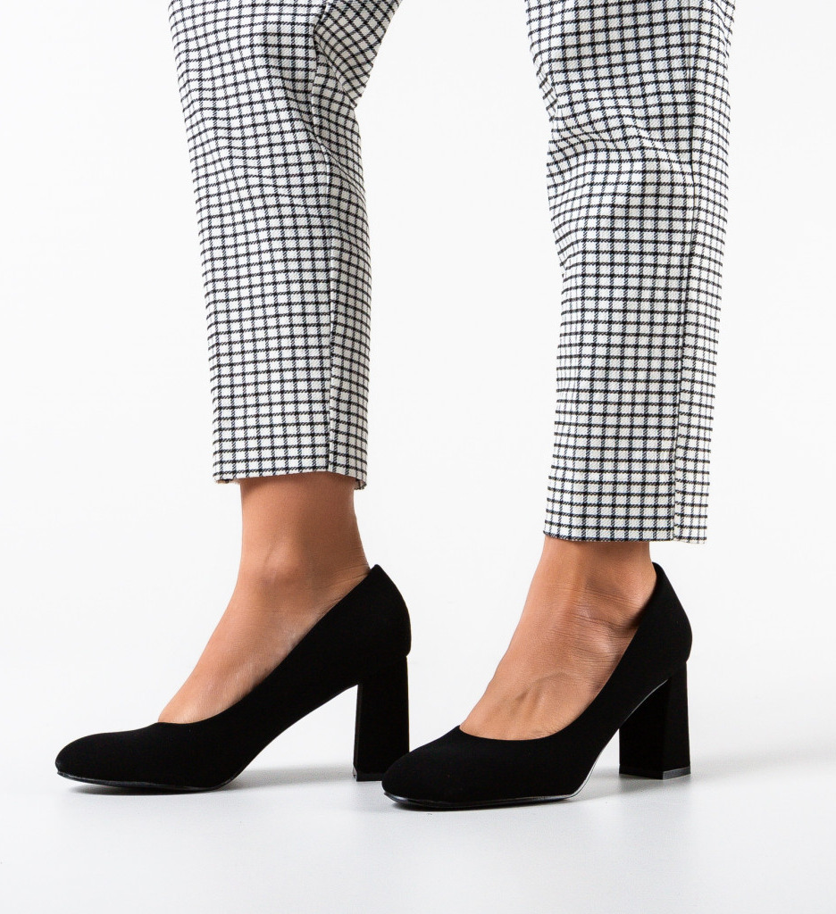 Pantofi Dama Luber Negri cu Toc Elegant - imagine 2