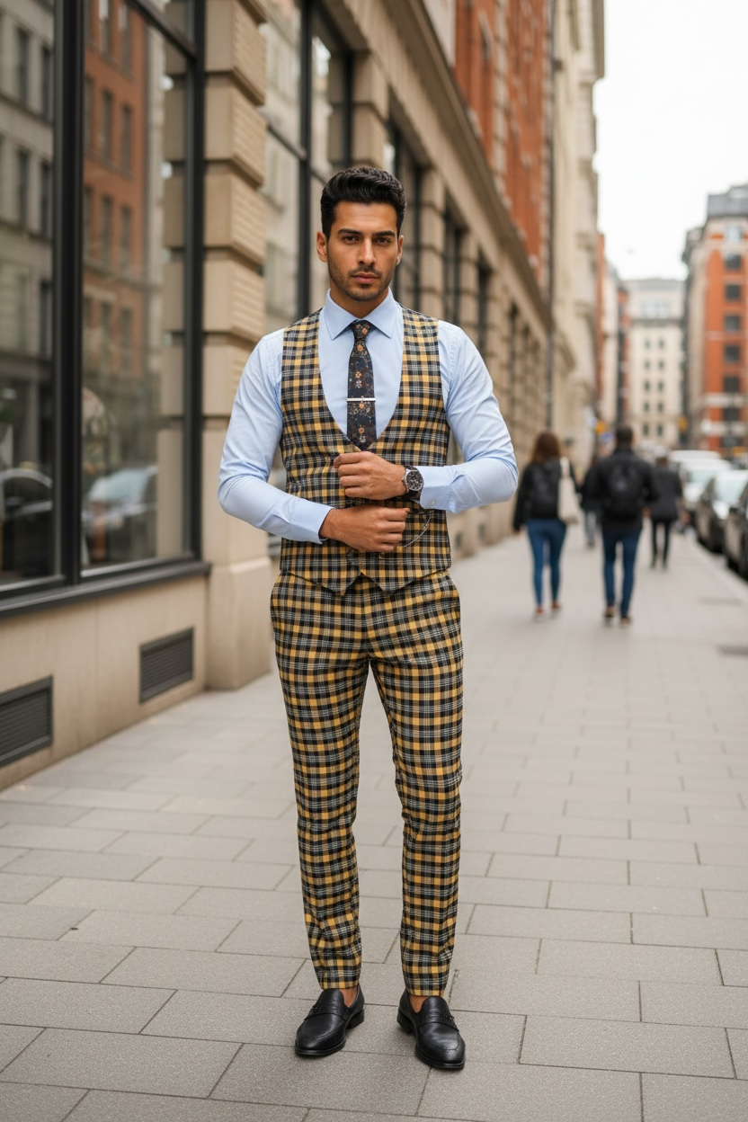 Compleu Barbati Vesta + Pantaloni Elegant A4275 - imagine 2