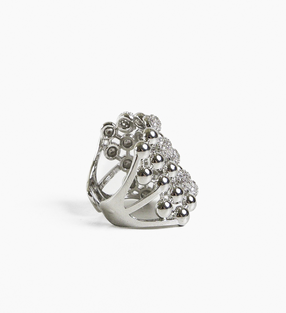 Inel Hexego Argintiu - Design Geometric Modern - imagine 3