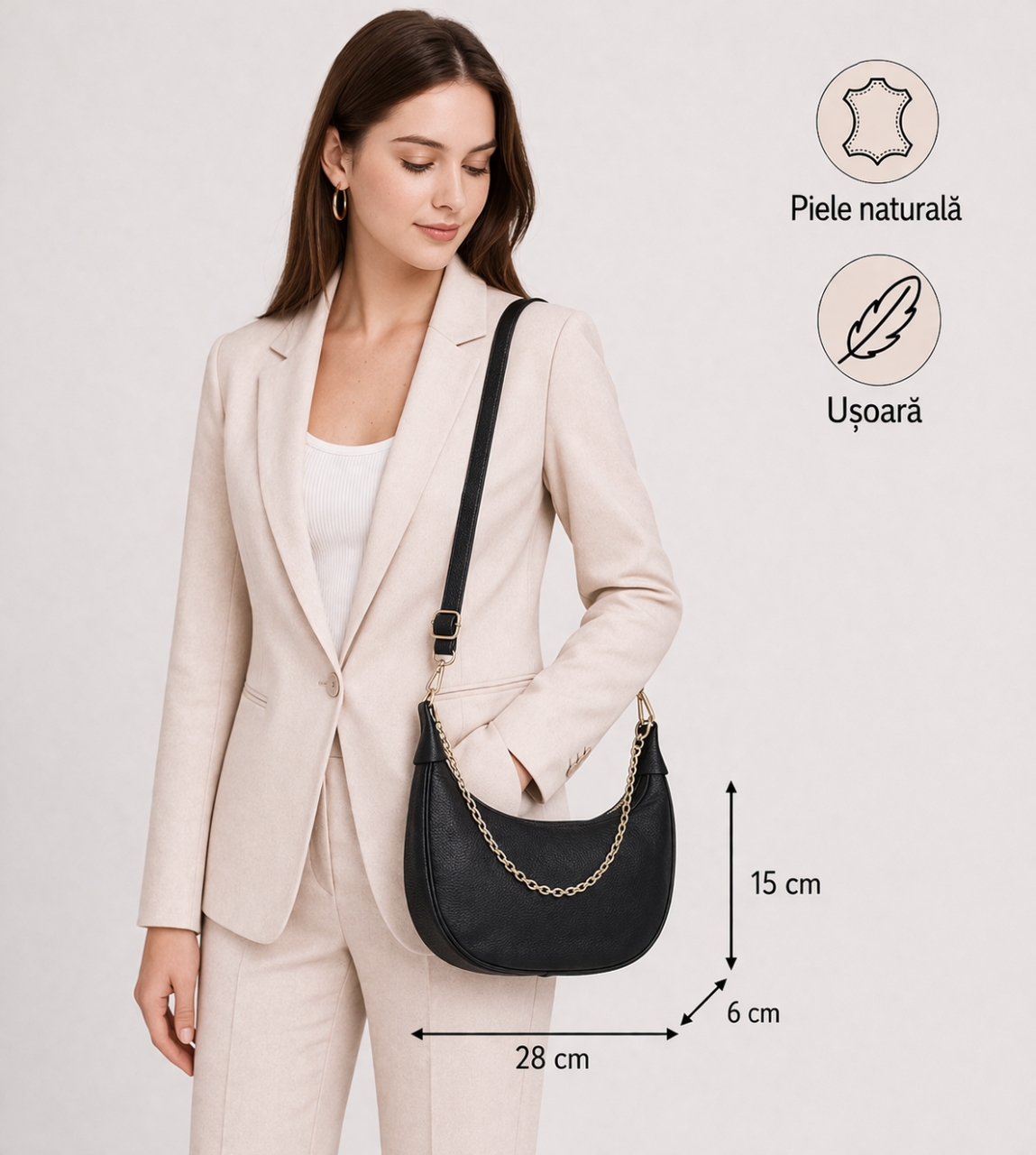 Geanta Delis Chantal Piele Naturala Negru - imagine 2