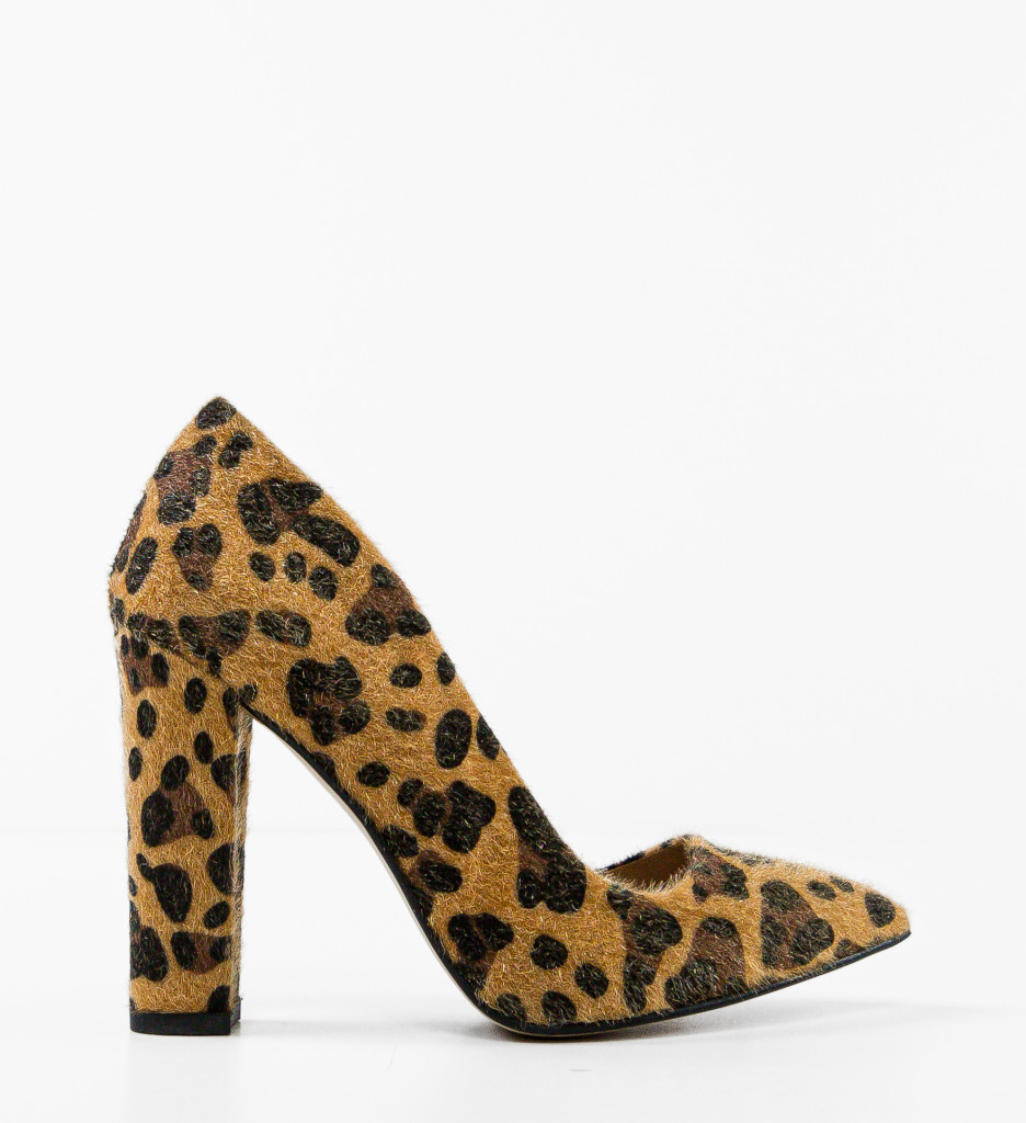 Pantofi Dama Brandan Print cu Toc Eleganți