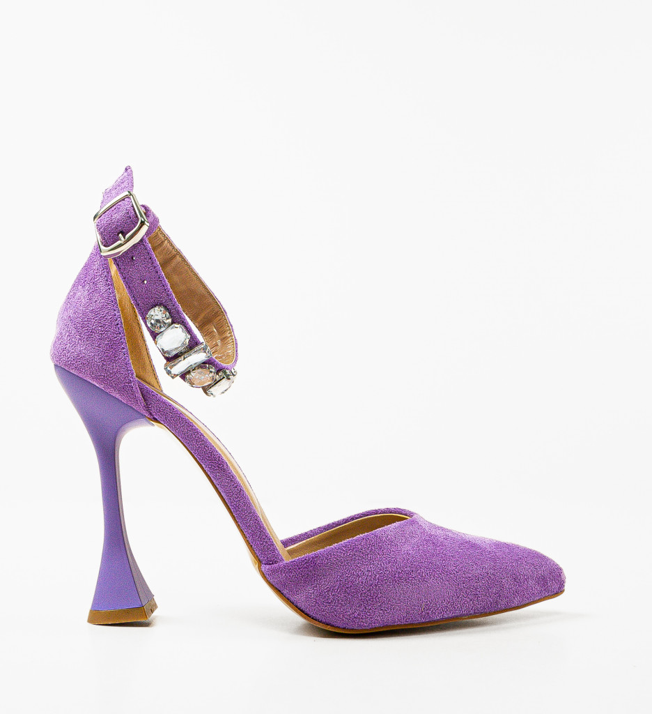 Pantofi dama Kobe Mov eleganți cu toc - imagine 4