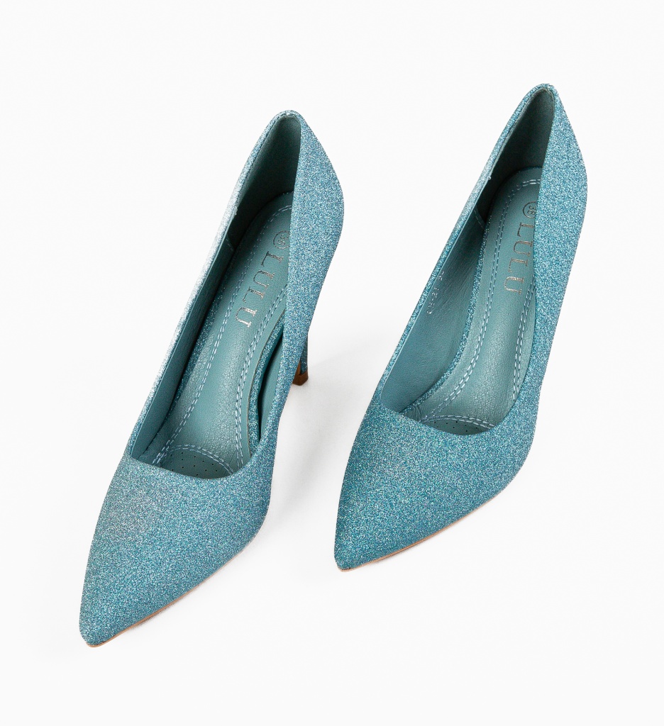 Pantofi Tenarus Albastri Eleganți cu Toc - imagine 4