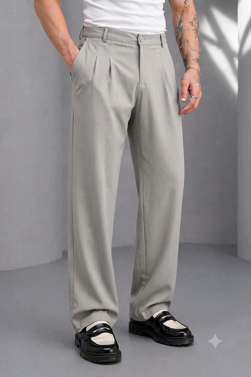 Pantaloni barbati casual  croiala lejera  gri deschis A01 g6-3