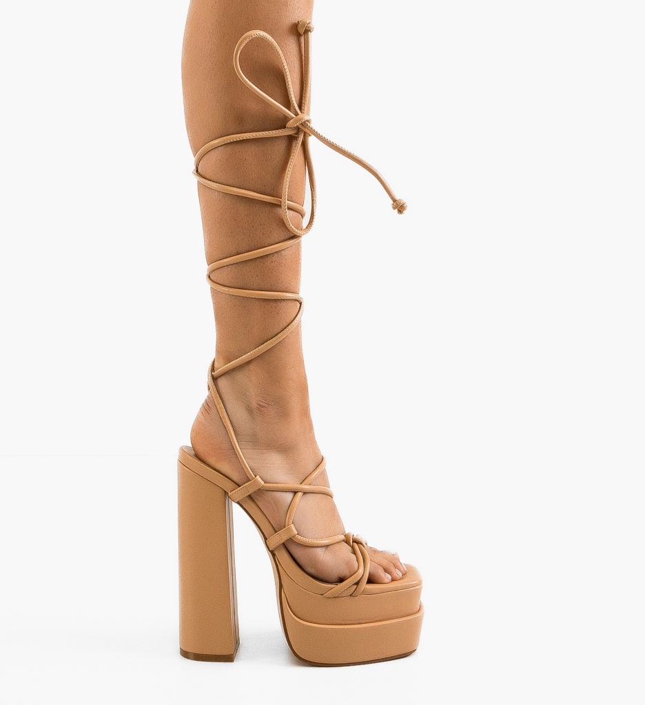 Sandale Commas Bej Elegante cu Toc - imagine 2