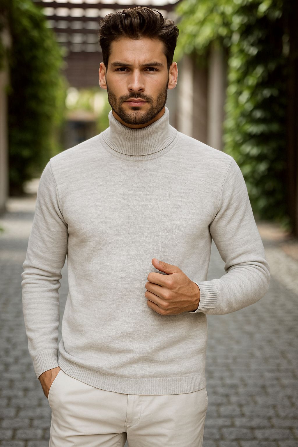 Helanca Barbati Slim Fit Bej Elegant