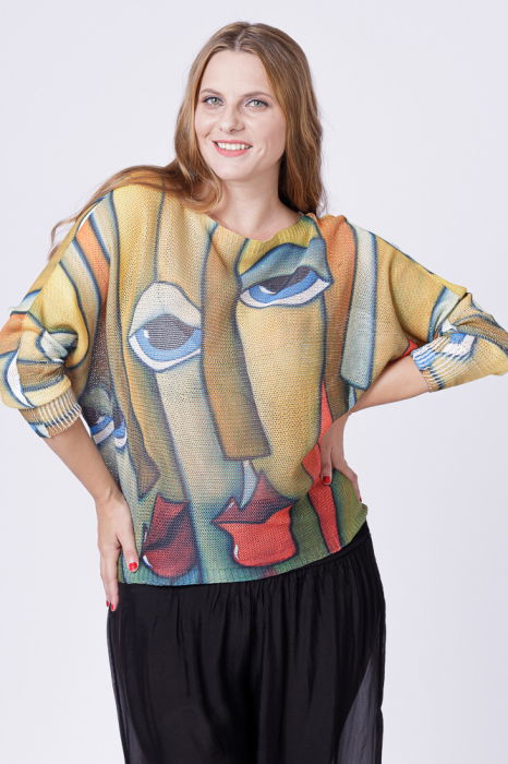 Bluza Imprimeu Picasso Galben | Shopika - imagine 1