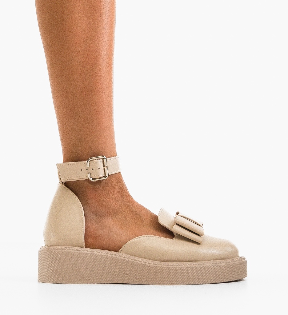 Pantofi Casual Dama Bej Confortabili - imagine 5