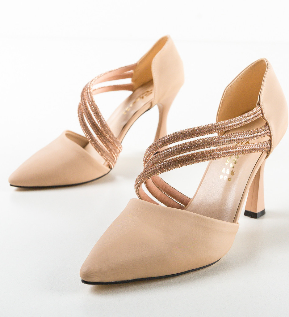 Pantofi Dama cu Toc Aquila Bej | Eleganță - imagine 6
