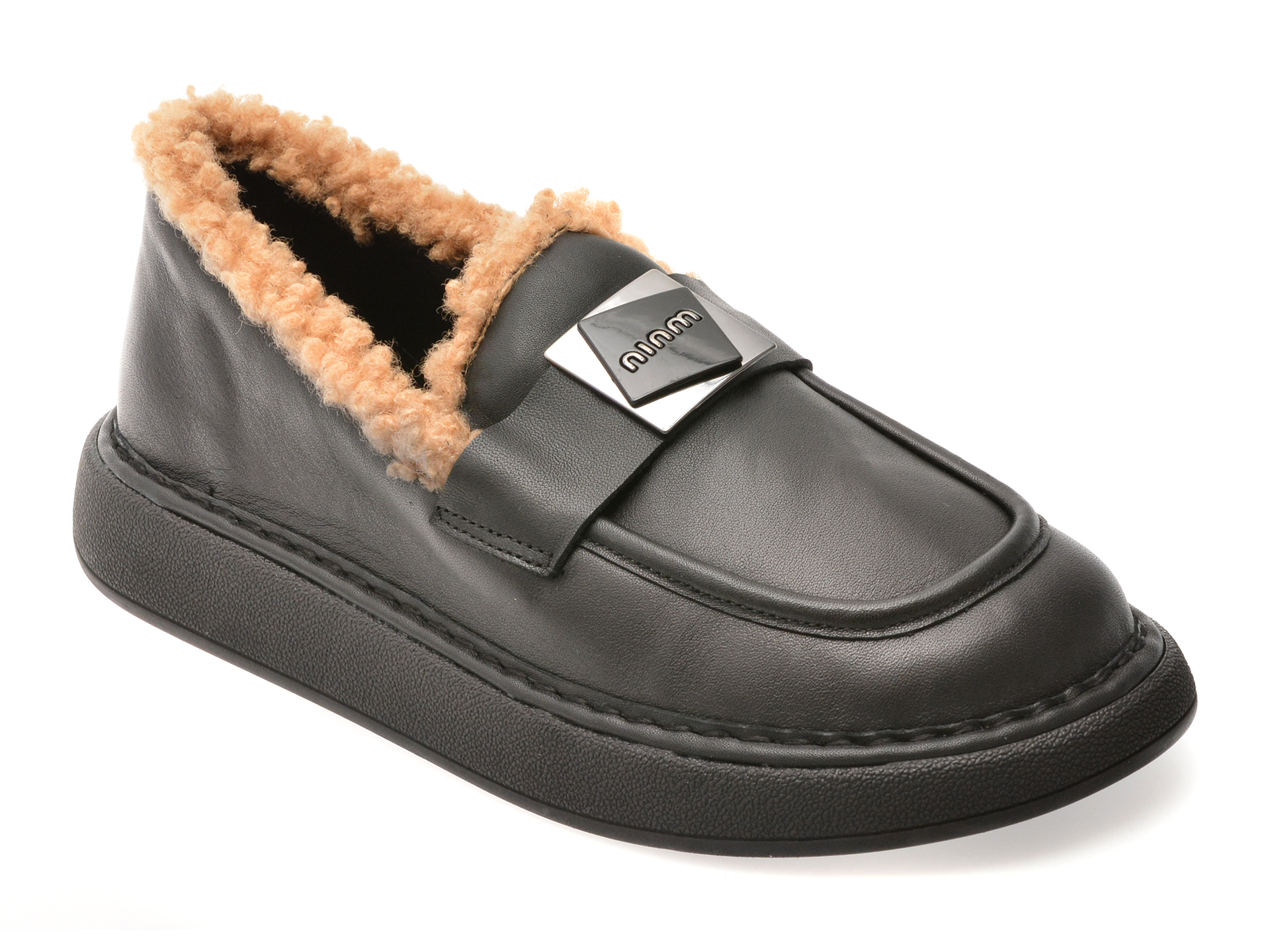 Mocasini IMAGE Negri din Piele Naturală