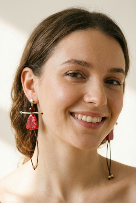 Cercei Statement Papusica Rosu - Shopika