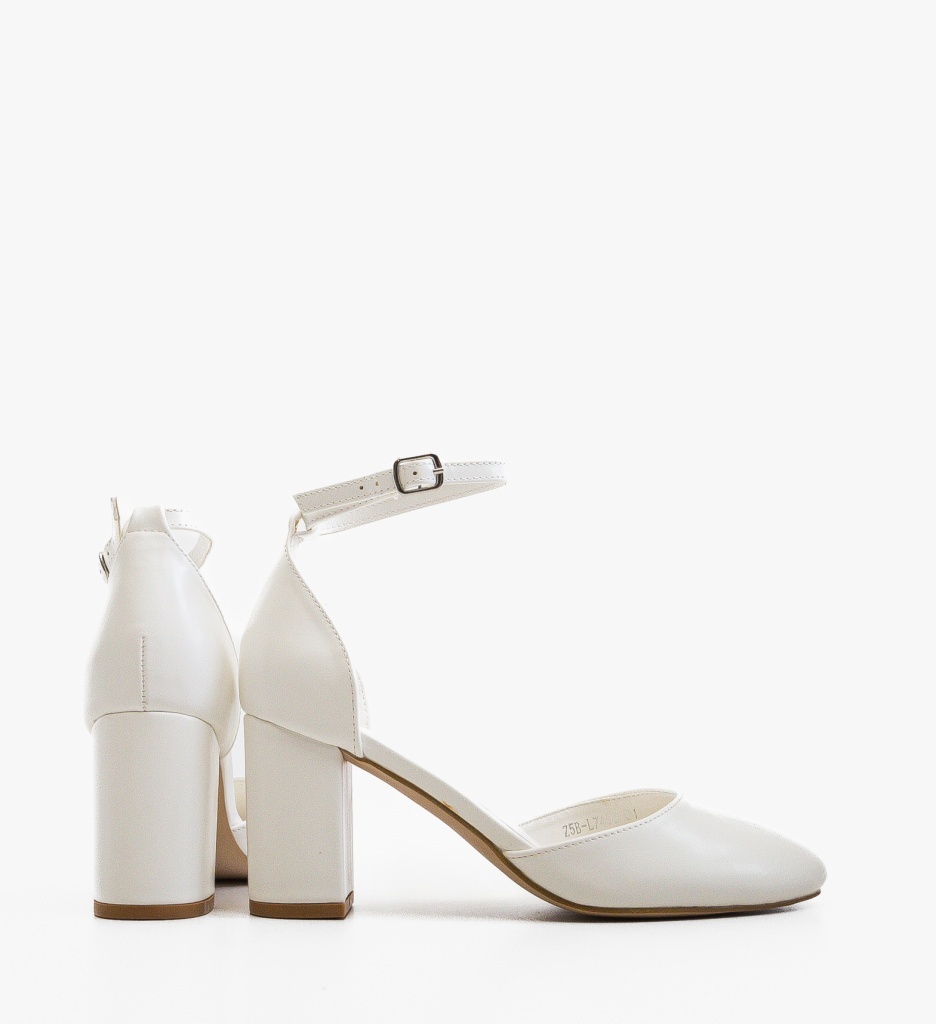 Pantofi dama Mer Albi Eleganți cu Toc - imagine 3