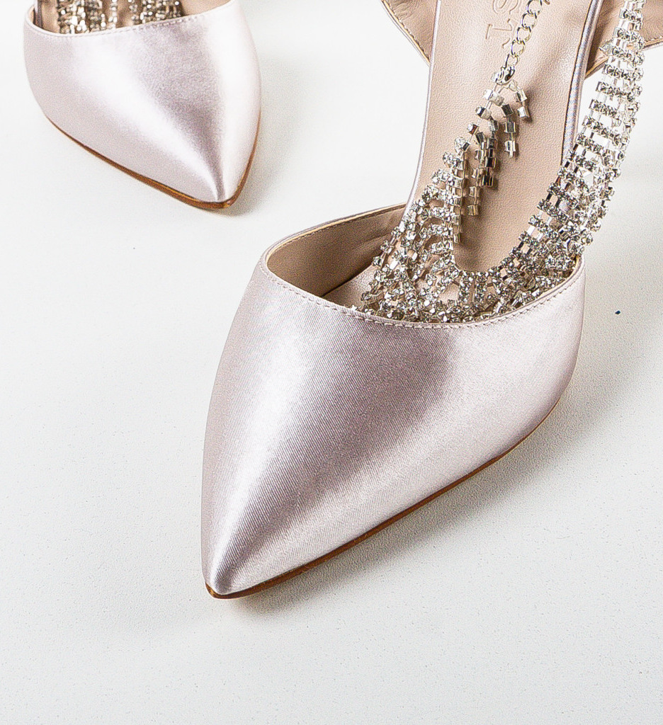 Pantofi dama Zyzyn Gri cu Toc Elegant - imagine 5
