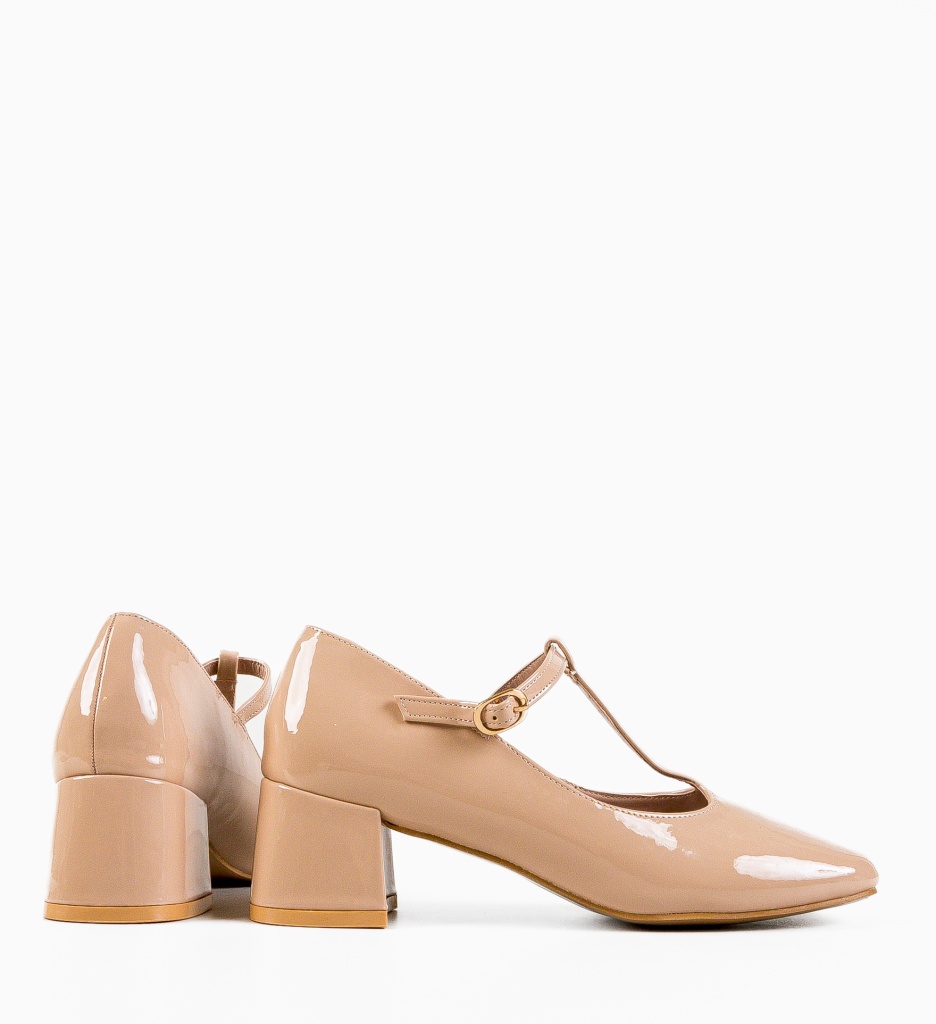 Pantofi dama Ketofa Bej cu toc elegant - imagine 6