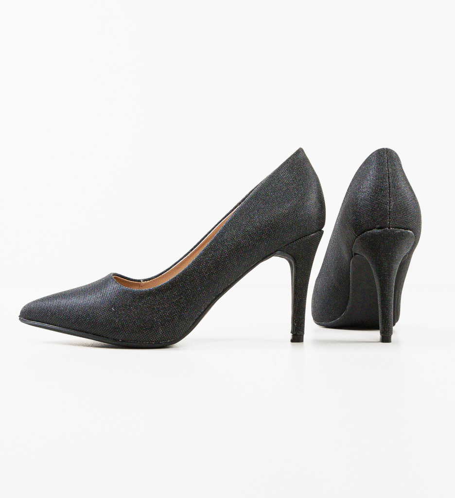 Pantofi dama Vaugh negri eleganți cu toc - imagine 5