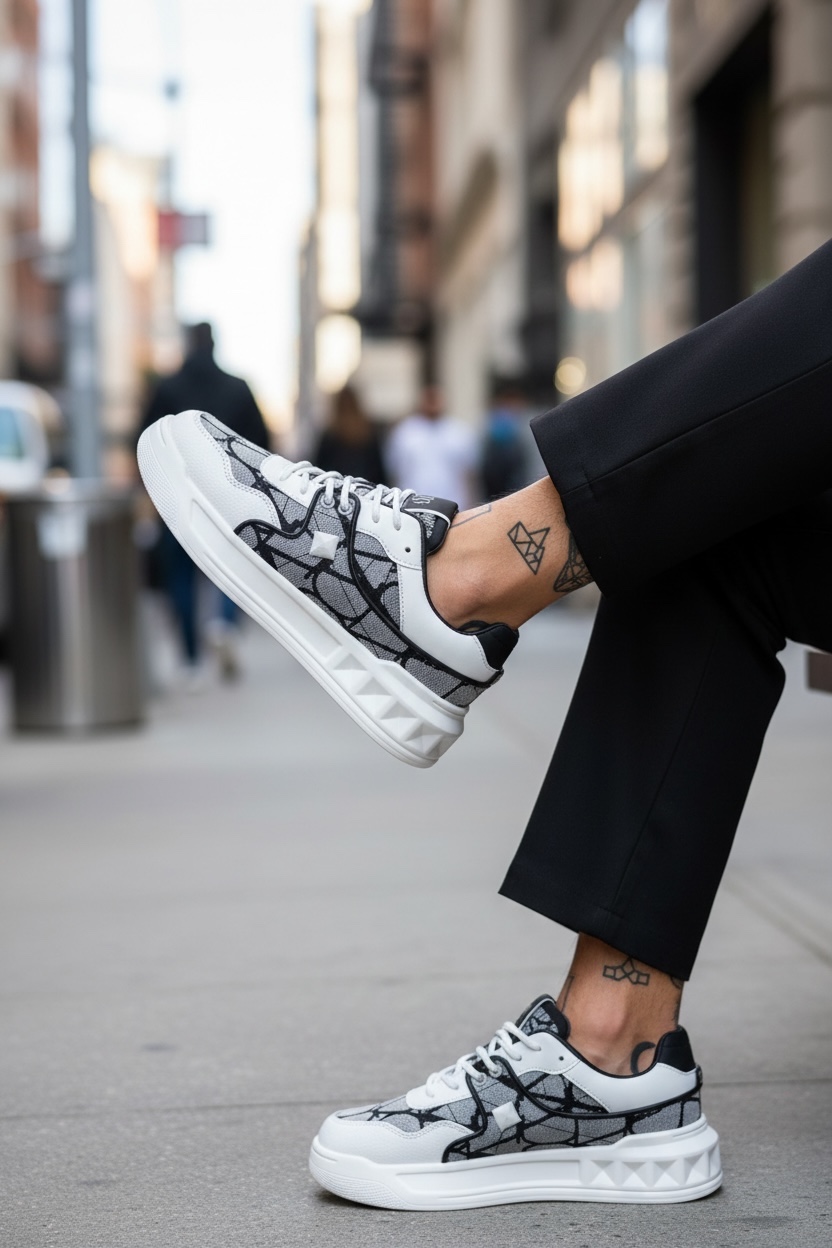 Adidași Casual Bărbați Albi cu Gri VLT L75