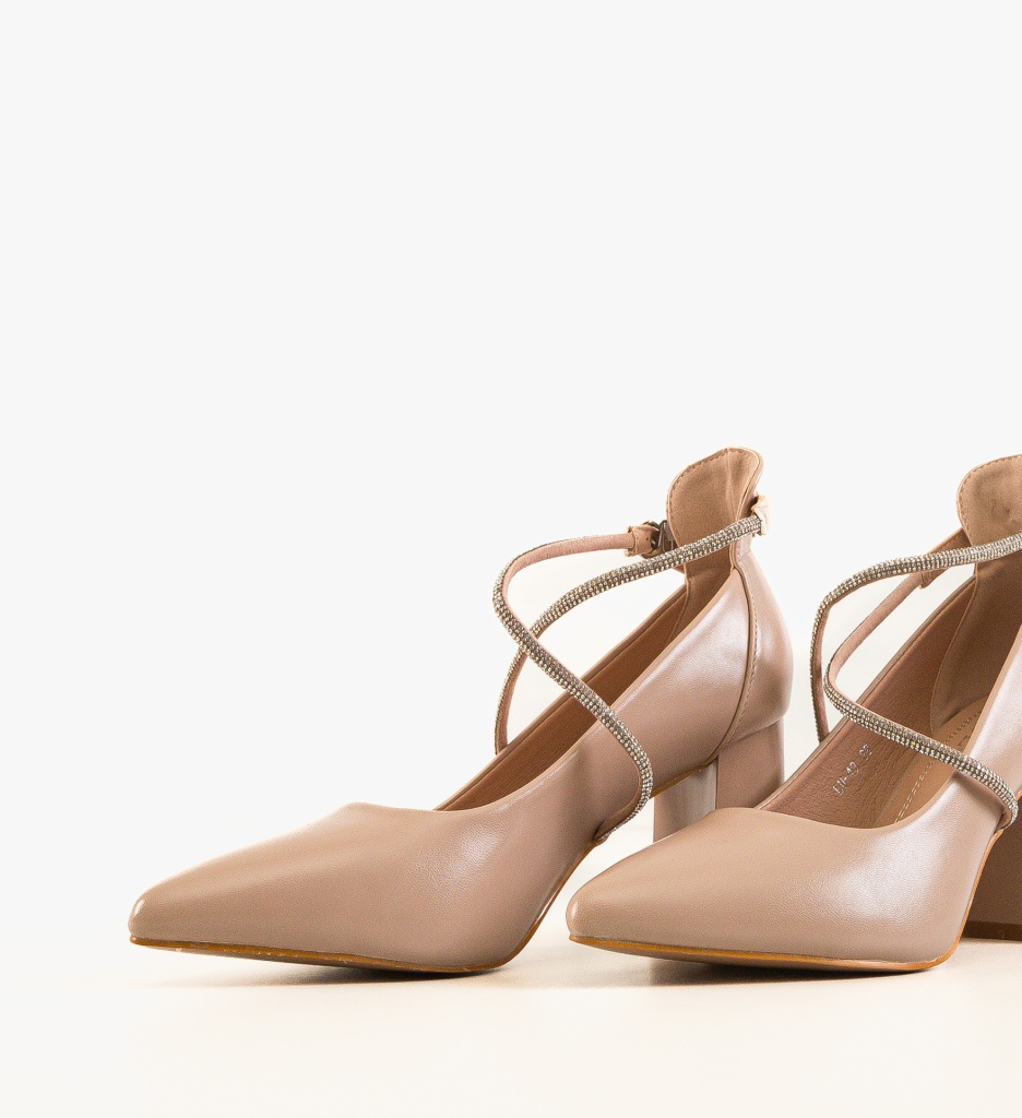 Pantofi Dama Lease Nude cu Toc Elegant - imagine 5