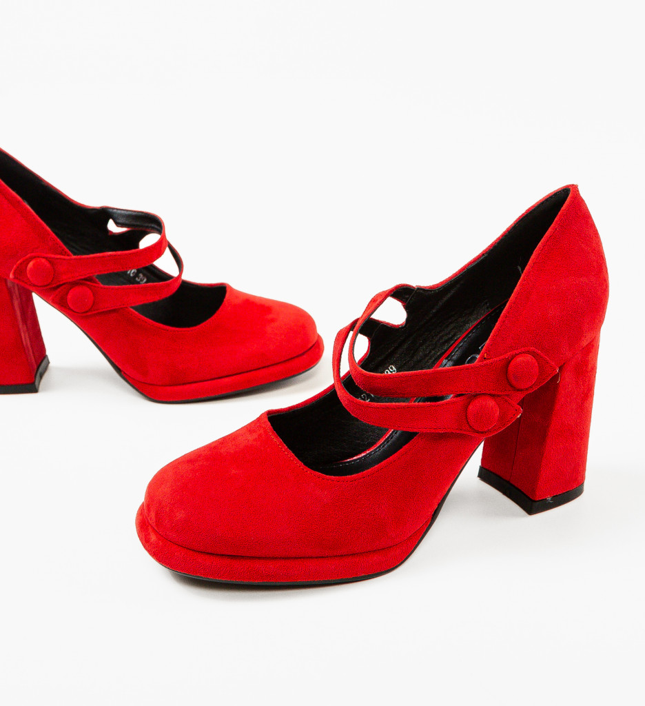Pantofi Vintage Rosii cu Toc - Eleganță Clasică - imagine 5