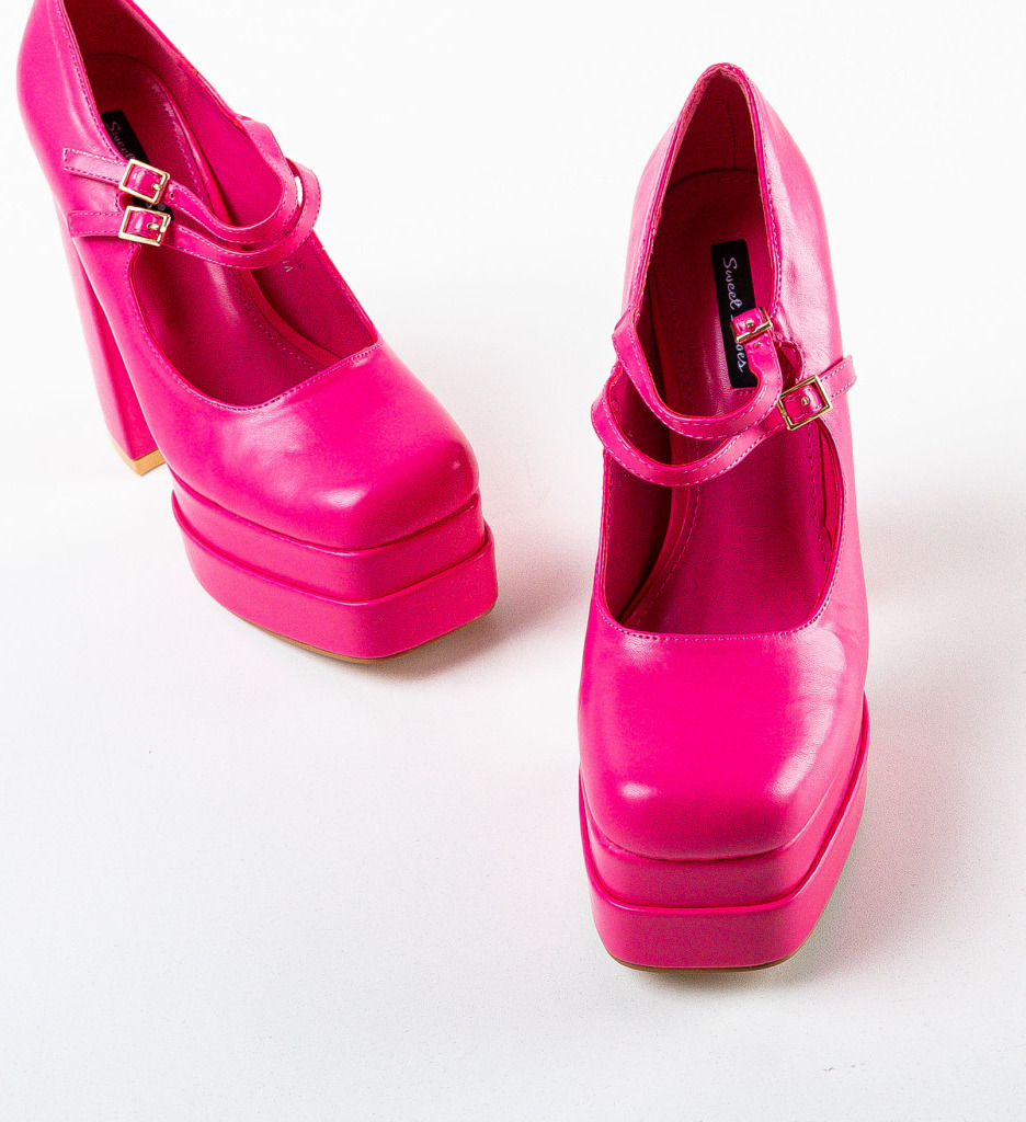 Pantofi dama Maysa Fuchsia cu toc elegant - imagine 5