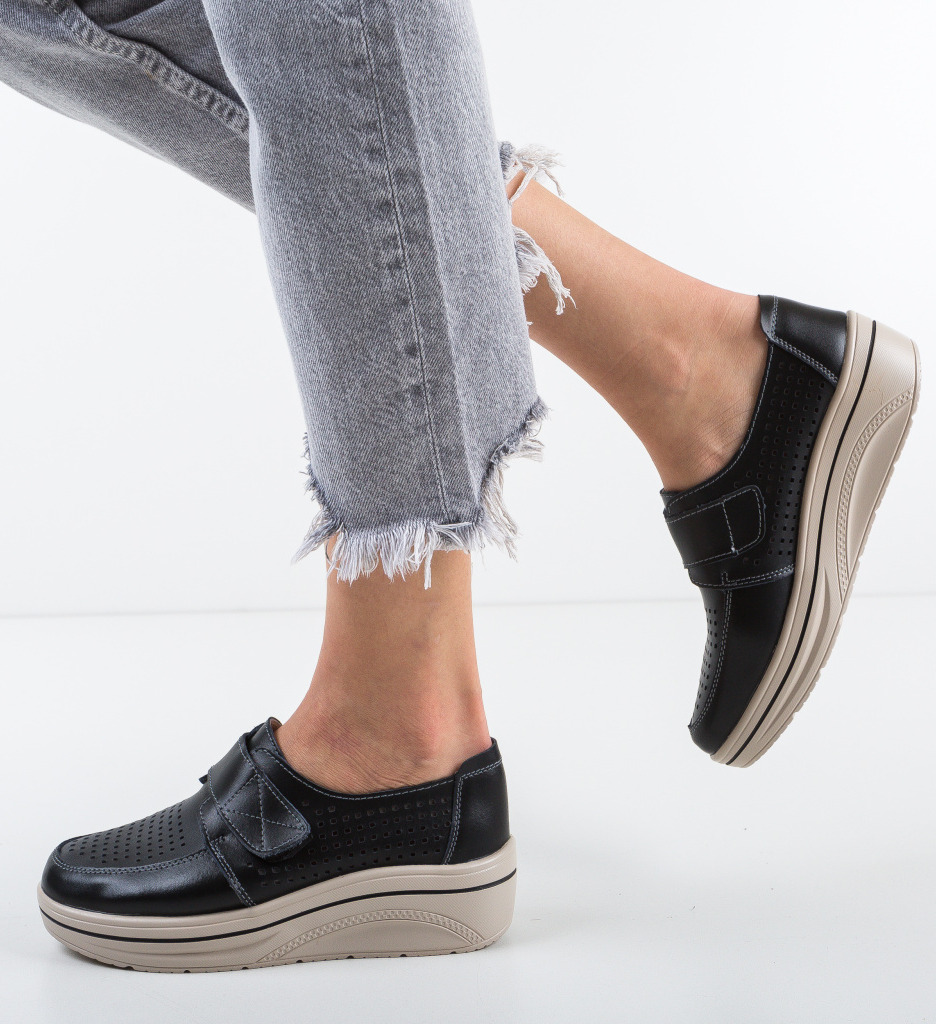 Pantofi Casual Rezolito Negri Confort - imagine 4