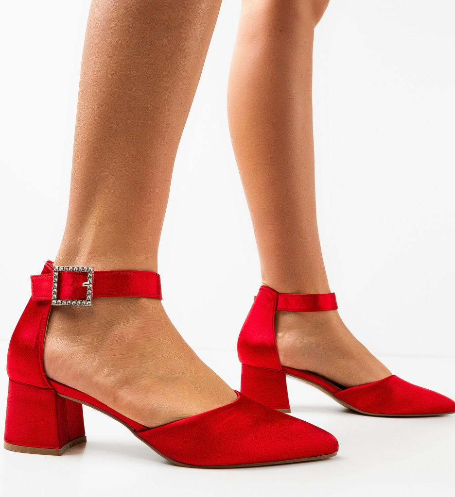 Pantofi Nature Rosii | Toc Eleganți - imagine 3