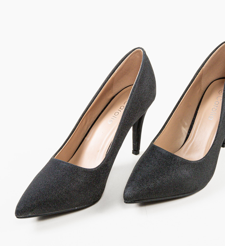 Pantofi dama Vaugh negri eleganți cu toc - imagine 6