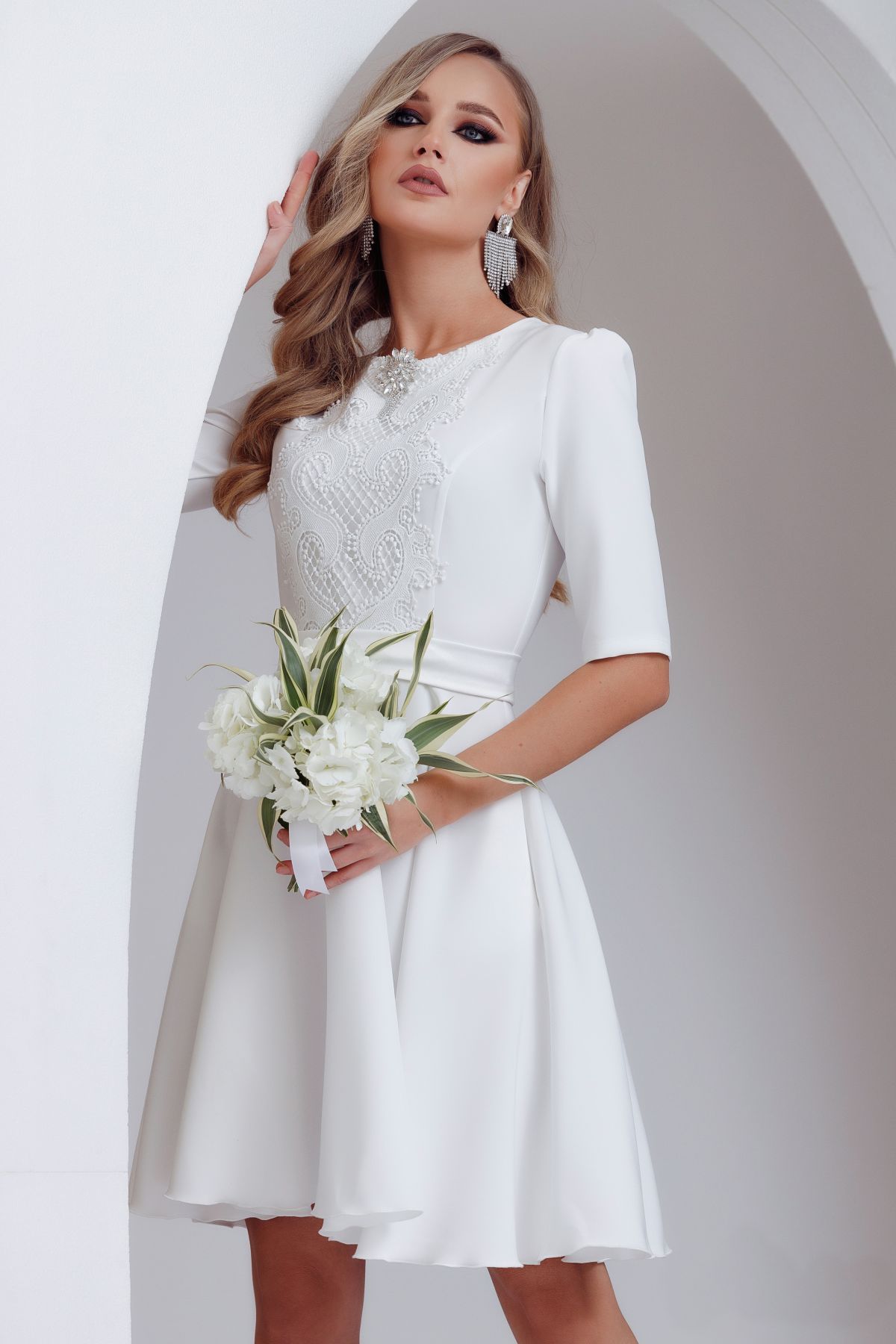 Rochie Cununie Fofy cu Dantelă și Cristale