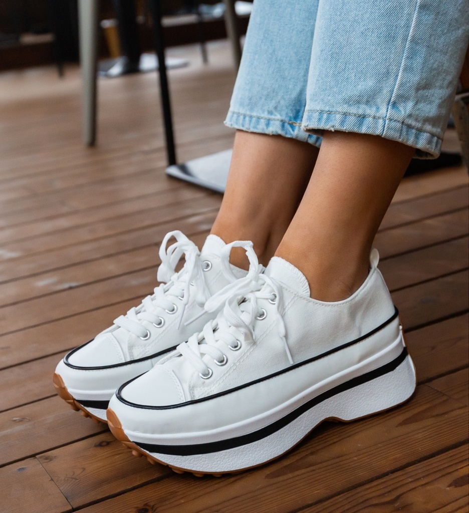 Sneakers Dama Marble Albi | Eleganță Sport - imagine 3