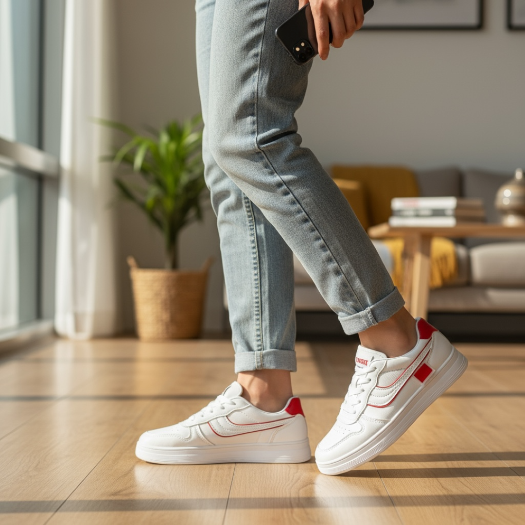 Adidași Dama Albi cu Roșu - Confort și Stil - imagine 2