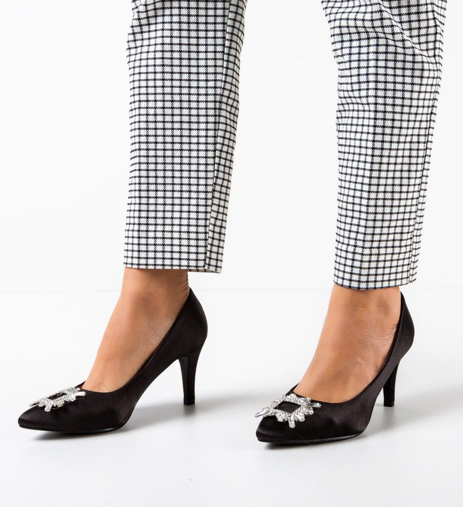 Pantofi Dama Bino Negri cu Toc Elegant - imagine 2