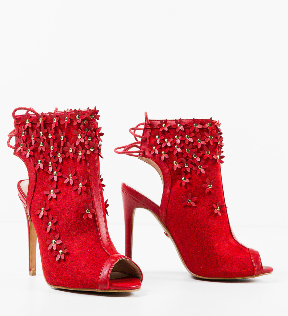Botine Flowera Rosii - Eleganță și Stil - imagine 6