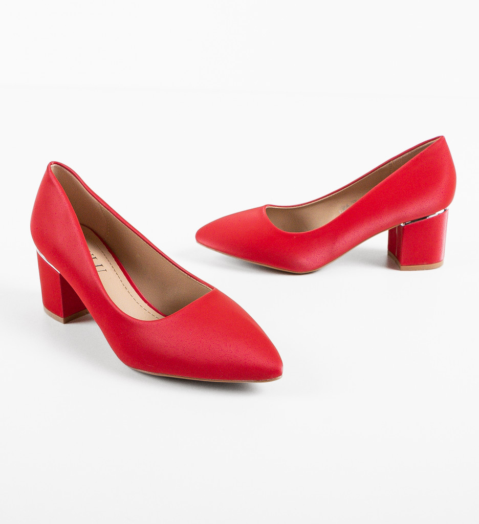 Pantofi dama Berry Rosii cu toc elegant - imagine 13