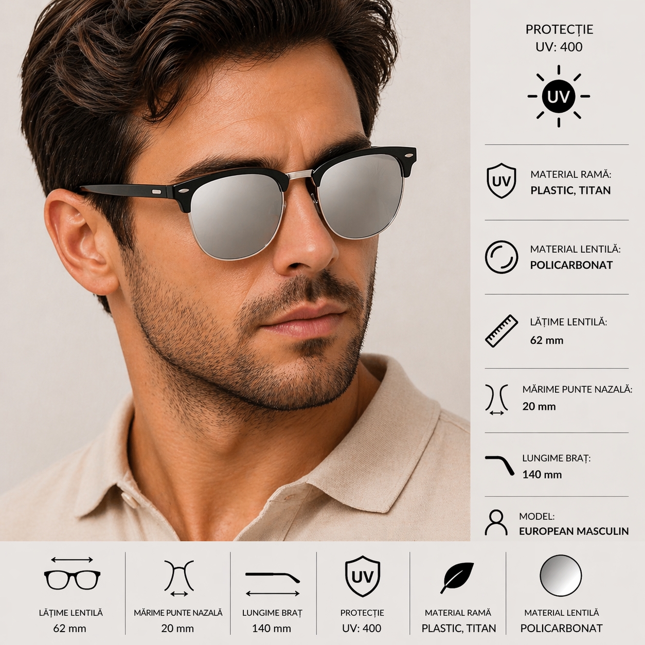 Ochelari de soare Picadili SG056 UV400 Negru - imagine 3