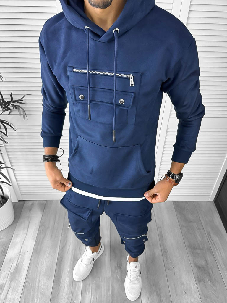 Trening Barbati Bleumarin Bumbac Premium | Hanorac + Pantaloni